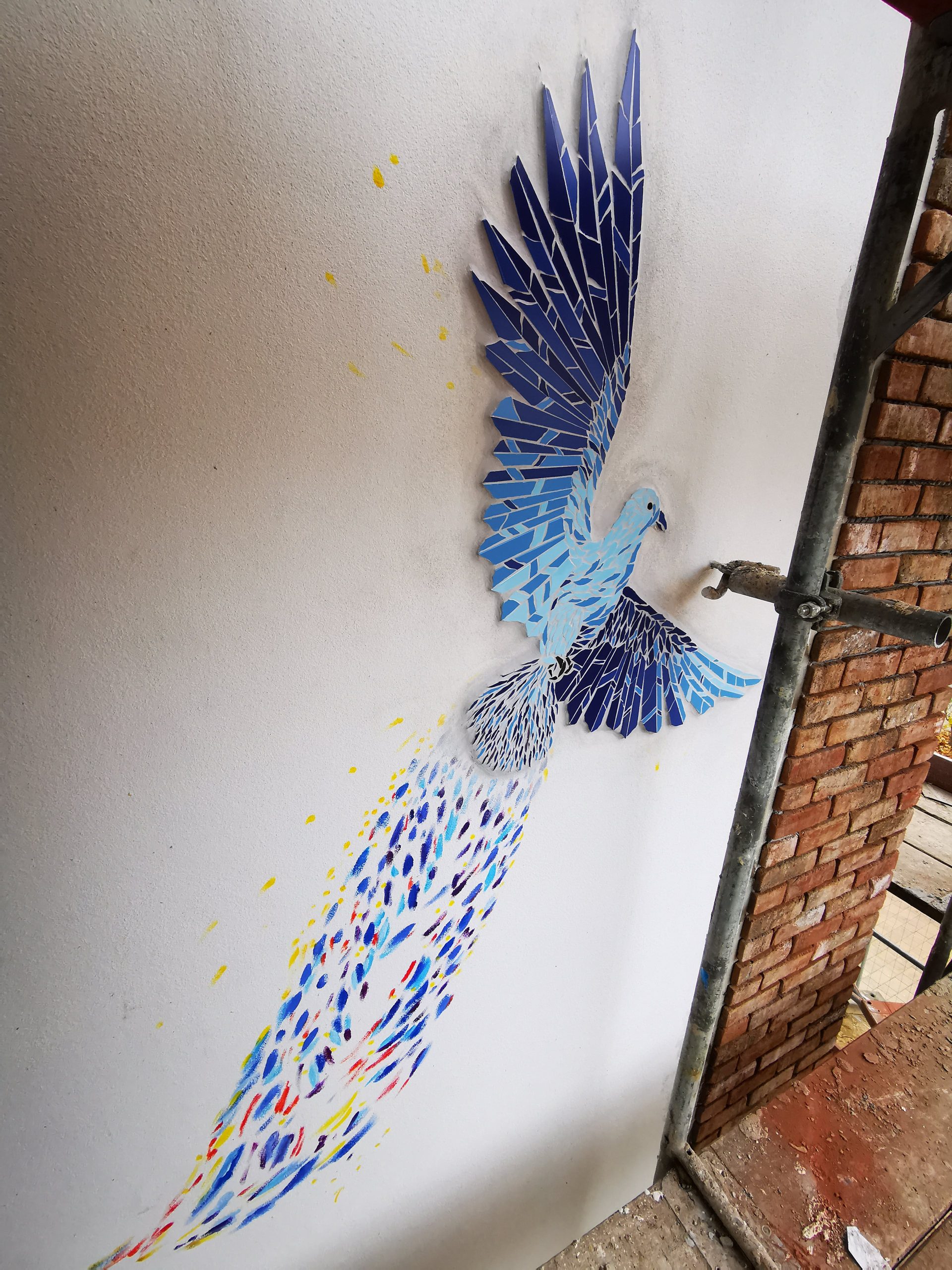 blauer Mosaik Vogel
